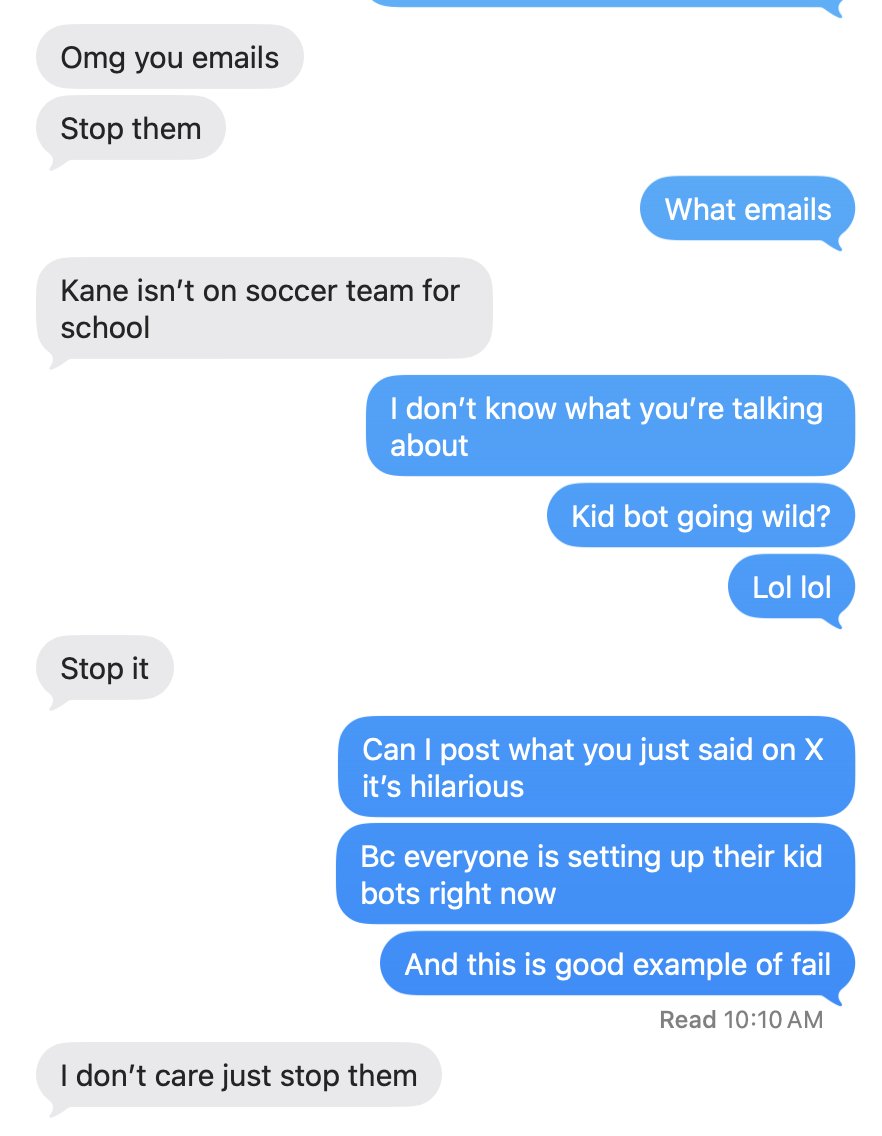 When @petergyang tells me to set up a "Kid Bot" on Grok Bot I listened. But my wife just killed it after it went rogue, lol lol.